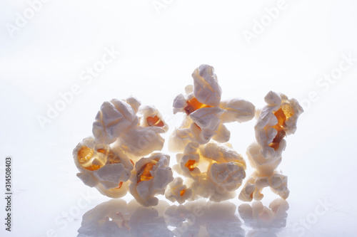 Popcorn shot on white background.