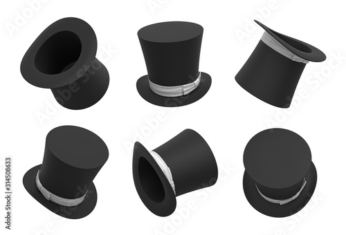 3d rendering cylinder hat on white background
