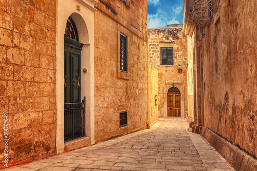 Fototapeta Naklejka Na Ścianę i Meble -  Leere Gasse in Mdina [MALTA]