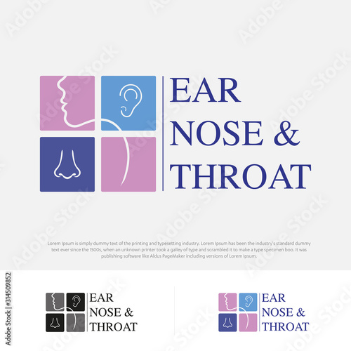 ENT logo Head for ear, nose, throat doctor. logo Line vector icon. Editable stroke. illustration Flat linear