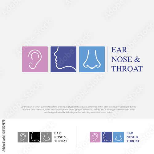 ENT logo Head for ear, nose, throat doctor. logo Line vector icon. Editable stroke. illustration Flat linear