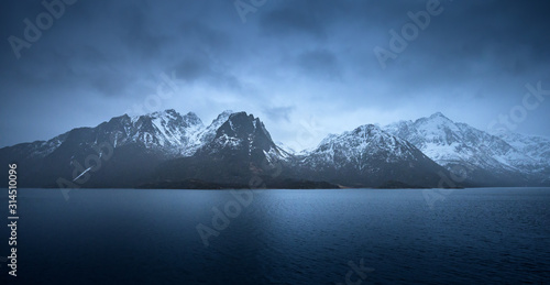 mountains on lofoten islands in norway