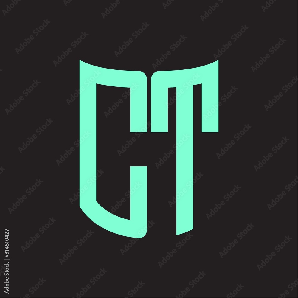 CT Logo monogram with ribbon style design template CT Logo monogram with ribbon style design template