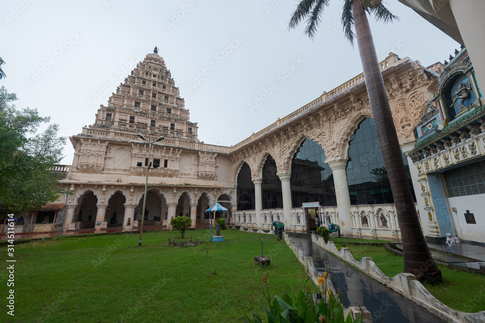 Thanjavur Maratha Palace in Tanjore, Tamil Nadu, South India on rainy day