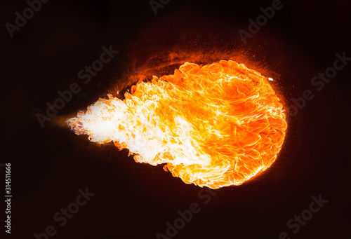 Valokuvatapetti Fireball (Flame) isolated on black background.