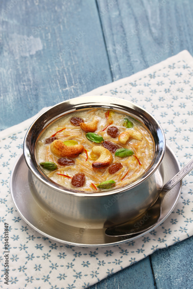 semiya payasam, vermicelli kheer with coconut milk, indian dessert