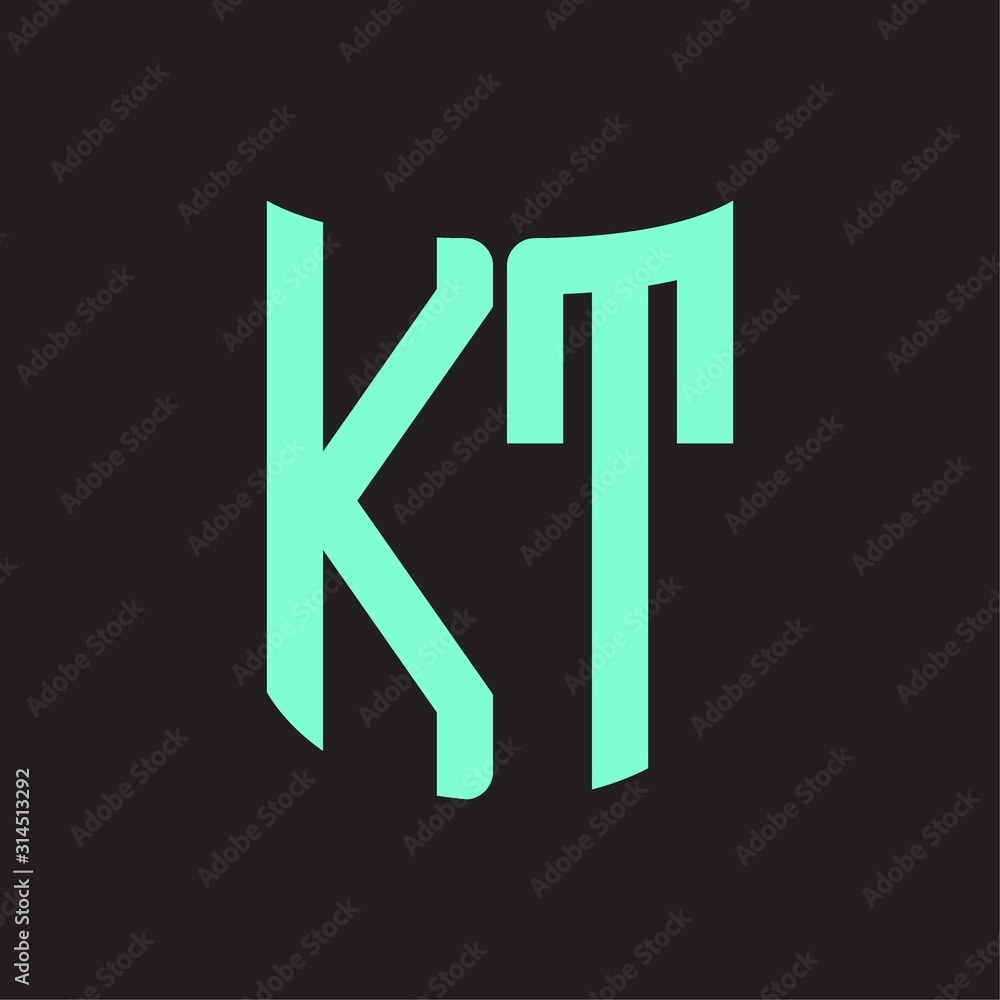 KT Logo monogram with ribbon style design template KT Logo monogram with ribbon style design template
