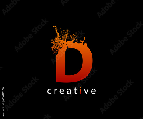 Abstract D Letter Flame Logo Icon
