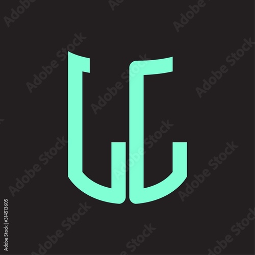 LL Logo monogram with ribbon style design template