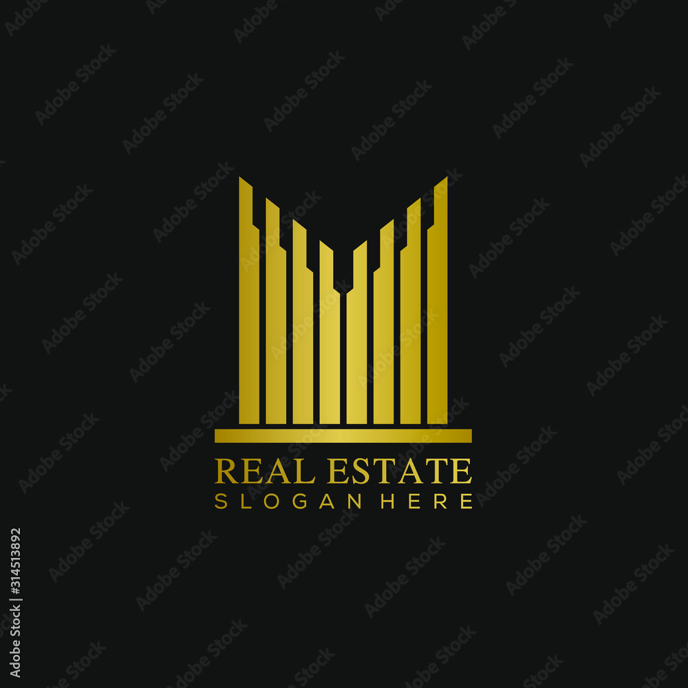Obraz premium Real estate letter M logo graphic concept