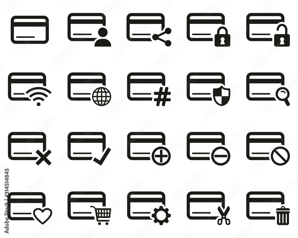 Credit Card Icons Black & White Set Big