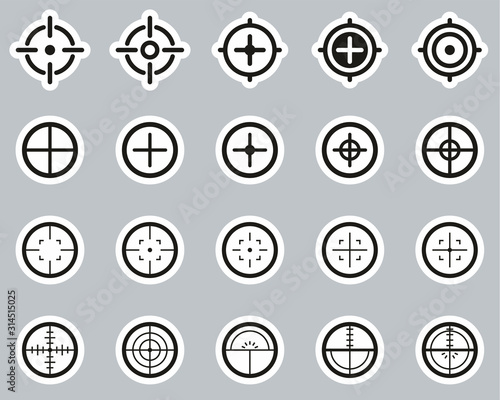 Crosshair or Sight Icons Black & White Sticker Set Big