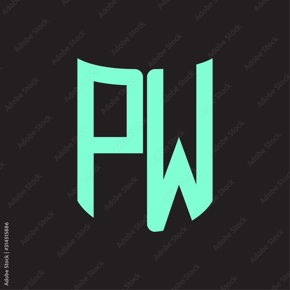 PW Logo monogram with ribbon style design template PW Logo monogram with ribbon style design template