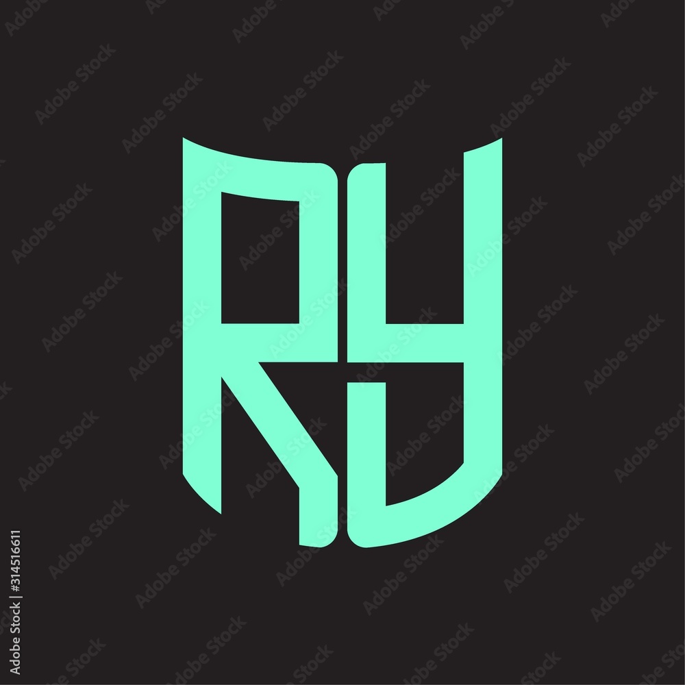 RY Logo monogram with ribbon style design template RY Logo monogram with ribbon style design template