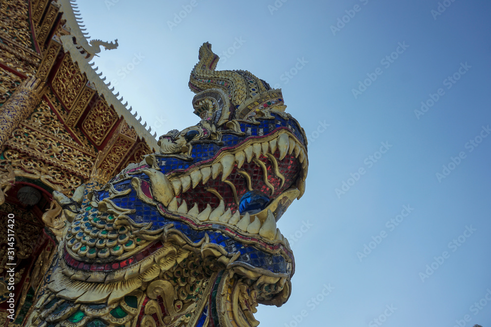 Fototapeta premium Serpent-like creature 'Naga' guarding the temple