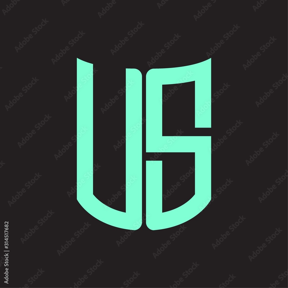 US Logo monogram with ribbon style design template US Logo monogram with ribbon style design template