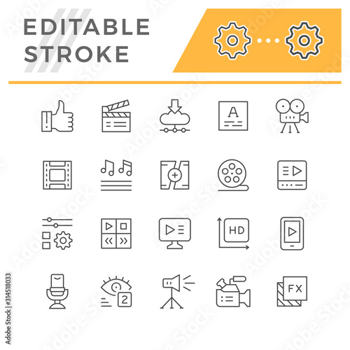 Set line icons of video
