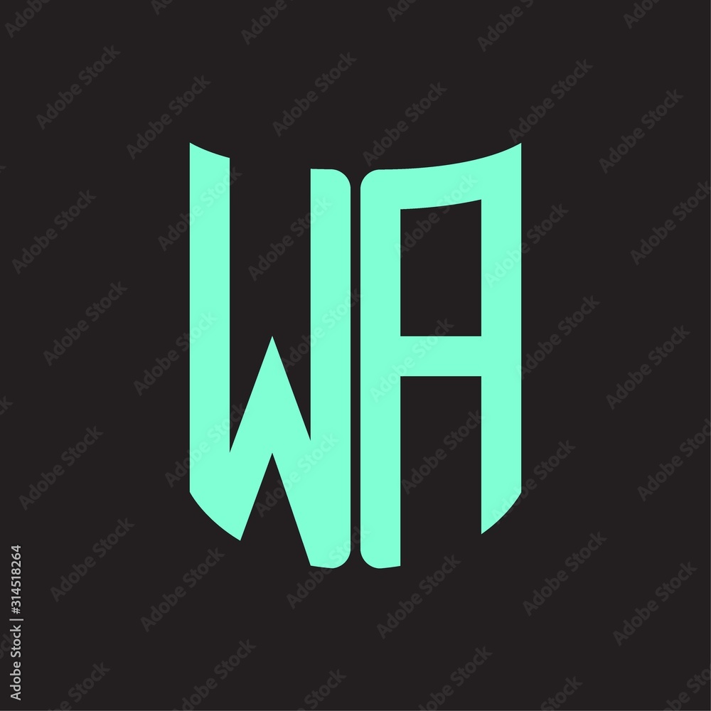 WA Logo monogram with ribbon style design template WA Logo monogram with ribbon style design template