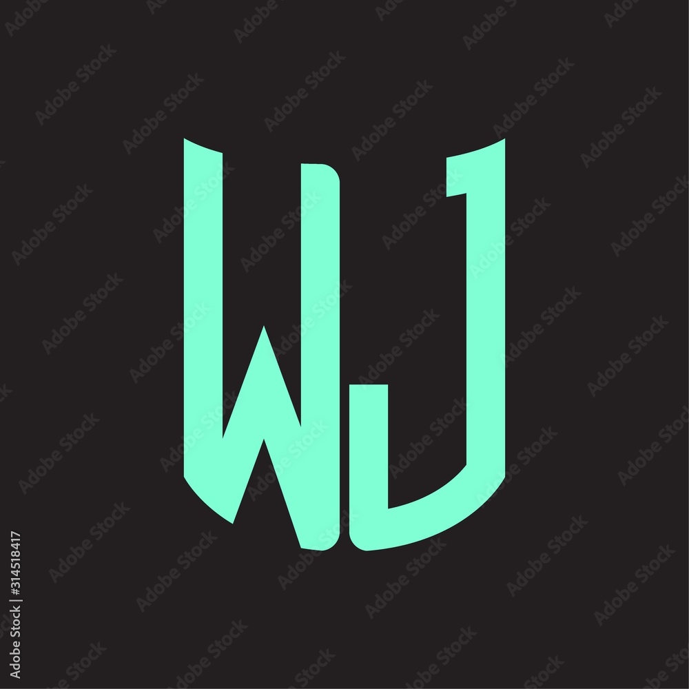 WJ Logo monogram with ribbon style design template WJ Logo monogram with ribbon style design template