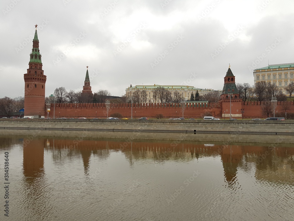Moscow Kremlin on the embankment of the river