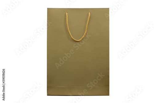 blank shopping craft paper bag mockup on isolated background. Fashion advertisement