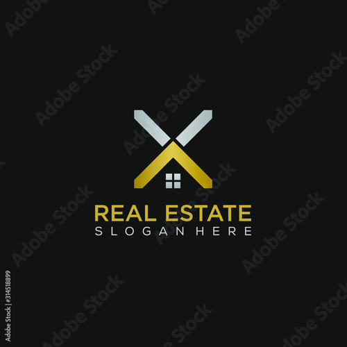 Real estate letter X logo graphic concept