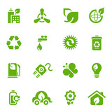 Environmental and ecology icon set, green tinted design elements