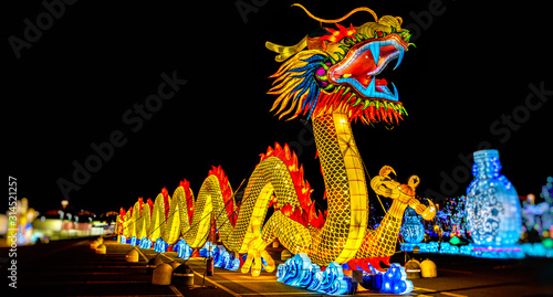 chinese dragon lantern festival panoramic night