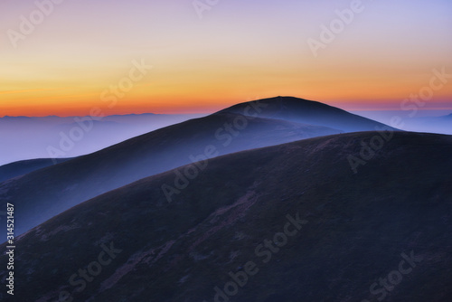 morning Carpathian mountains. picturesque autumn sunrise