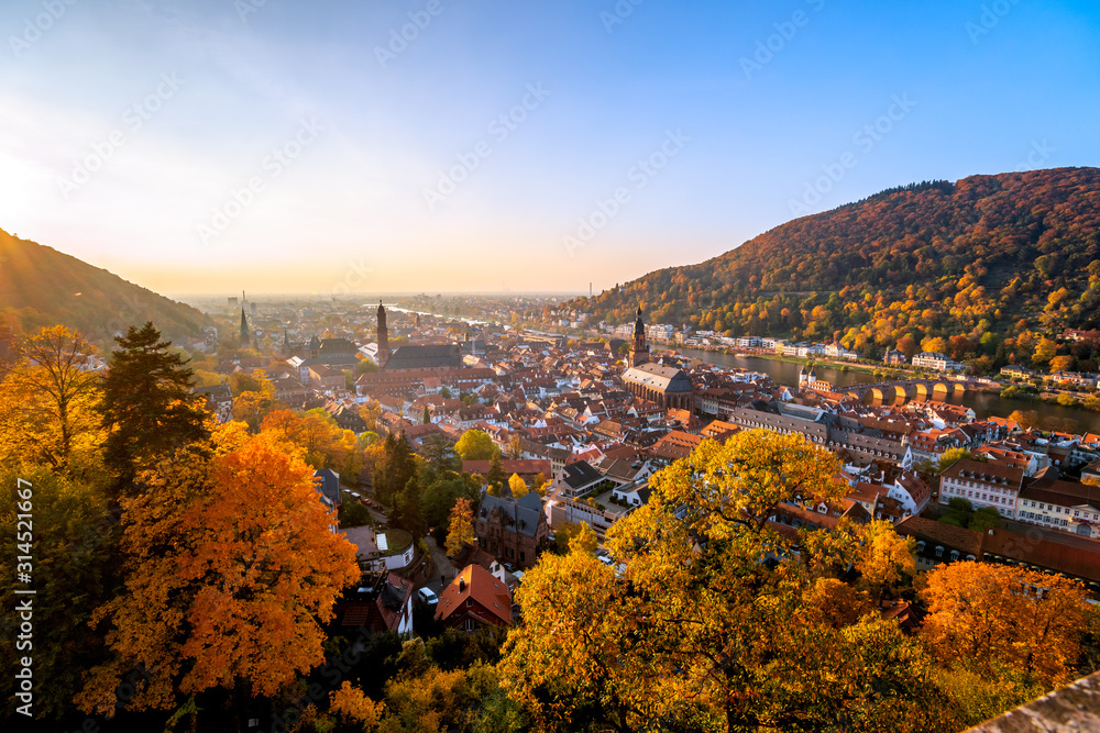 Ausblick über die Stadt Heidelberg, Baden-Württemberg, Deutschland 