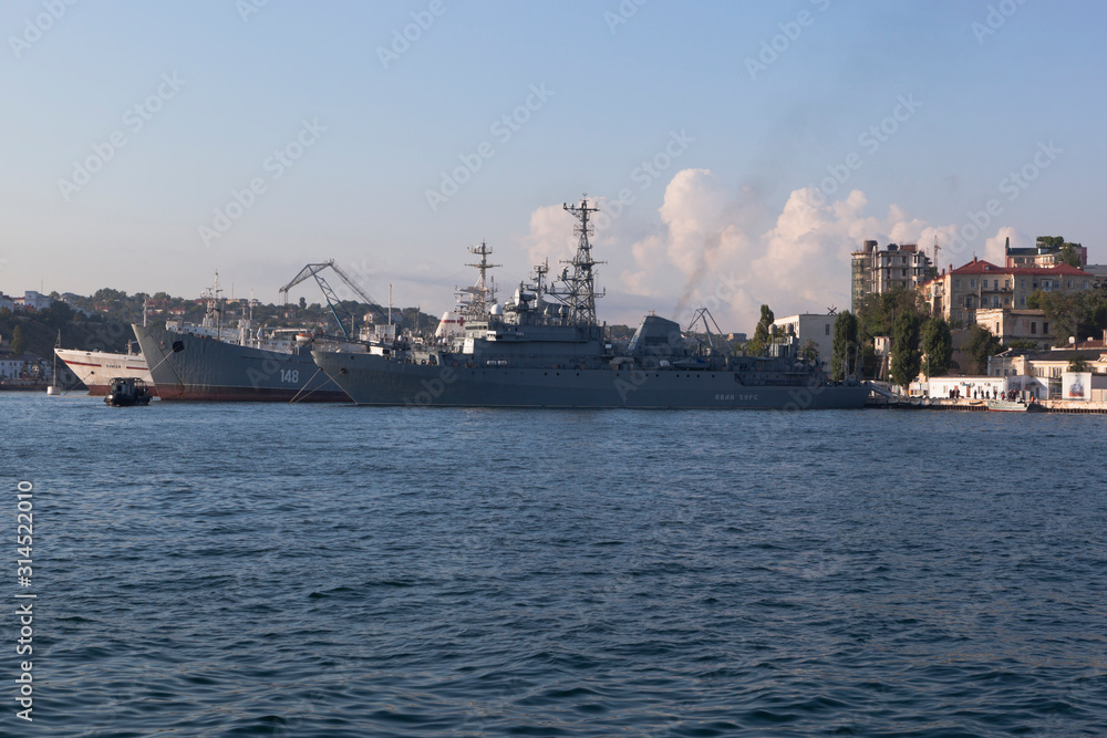 Ship-scout Ivan Khurs berth in the Sevastopol sea port, Crimea