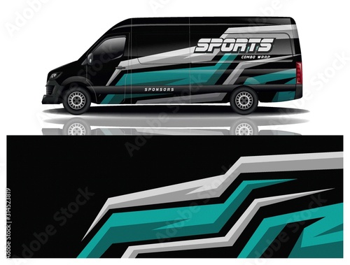 van car decal wrap design vector
