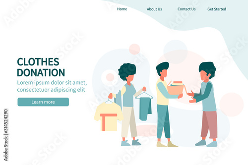 Donation clothes concept vector illustration landing page.