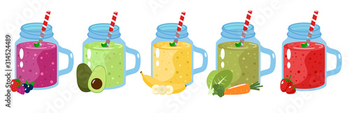 Cartoon smoothies.Organic fruit smoothie.