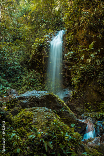 Waterfall of the Cerro Azul Meambar National Park (Panacam) on Lake Yojoa. Honduras