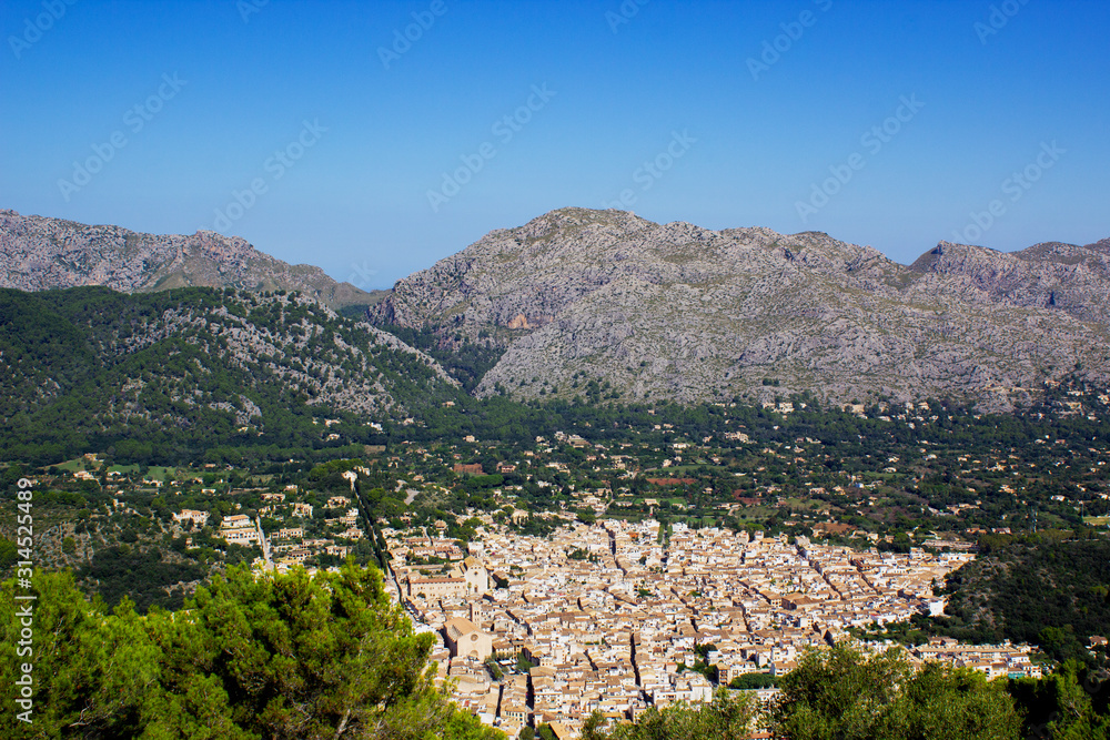 View of Pollenca City with Mountains in Background, Mallorca, Spain 2018