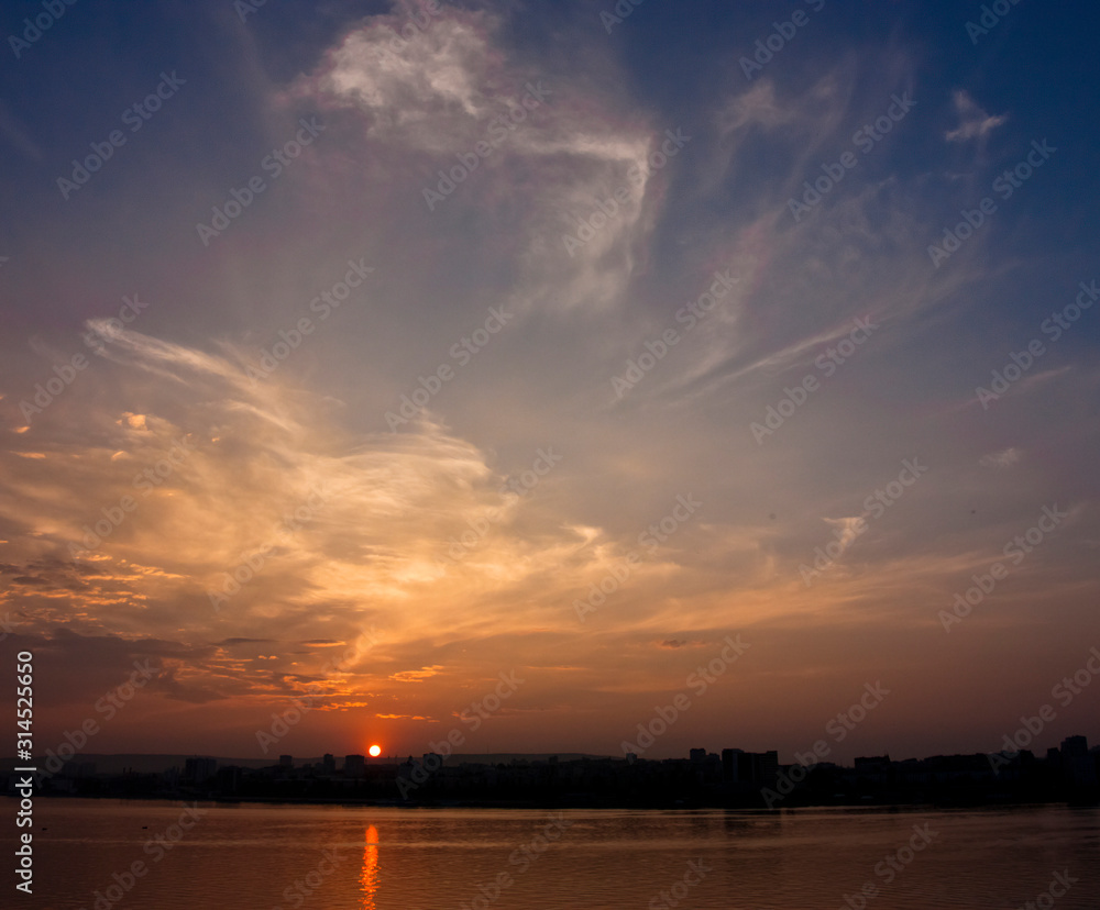 sunset over the river sunset over the river