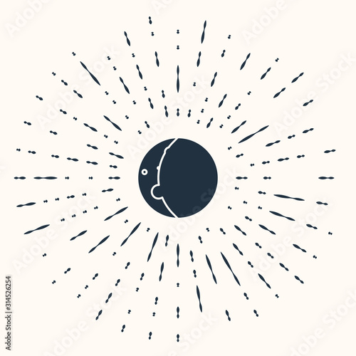 Grey Eclipse of the sun icon isolated on beige background. Total sonar eclipse. Abstract circle random dots. Vector Illustration