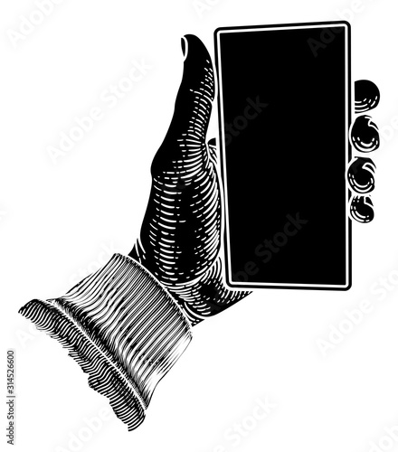 A hand holding a mobile pho...