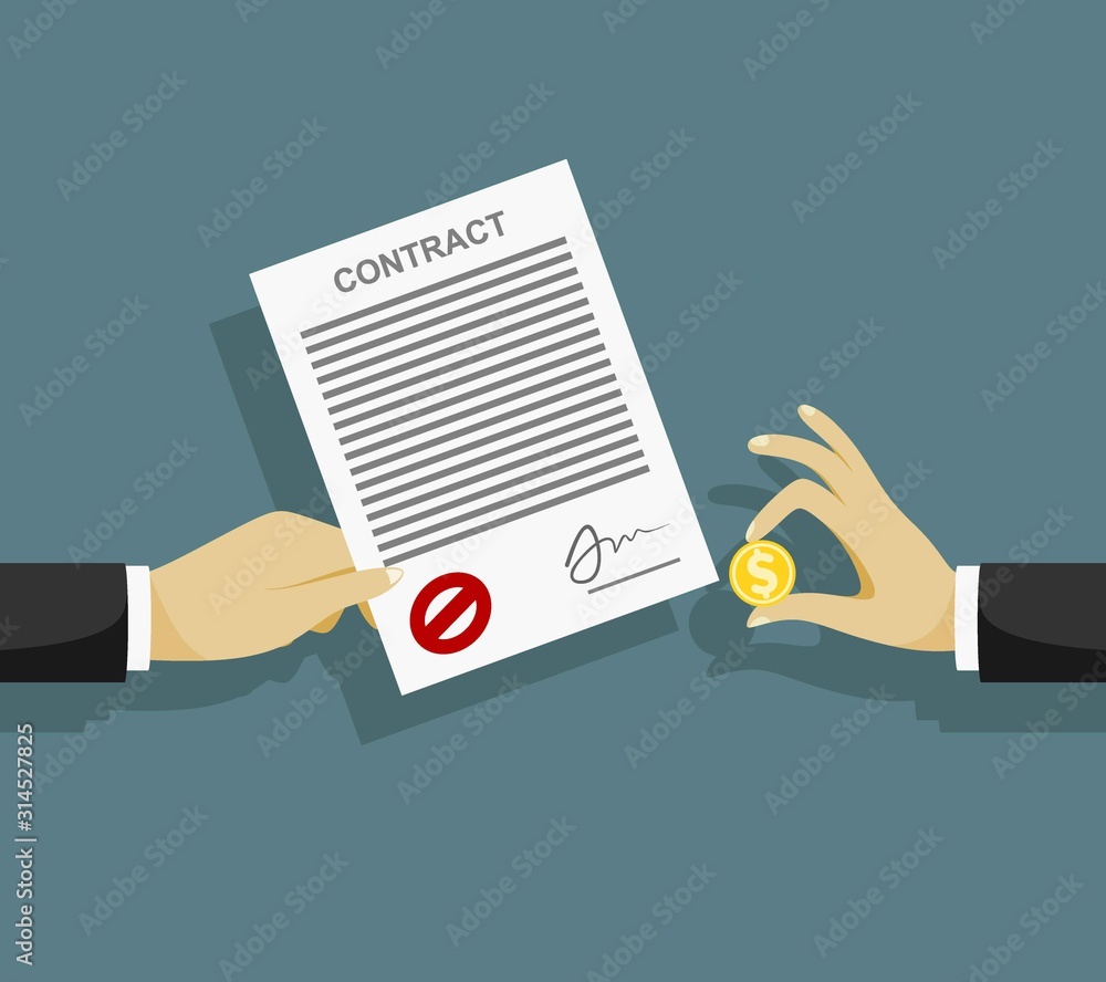 Contract bribe concept. Businessman pay for contract. Corruption in business. vector Contract bribe concept. Businessman pay for contract. Corruption in business. vector