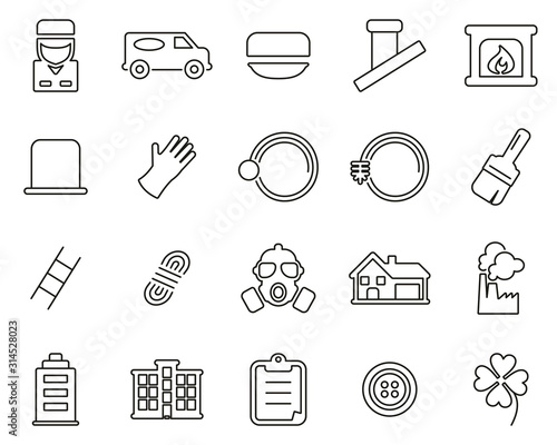 Konstfotografi Chimney Sweeper Tools & Equipment Icons Thin Line Set Big
