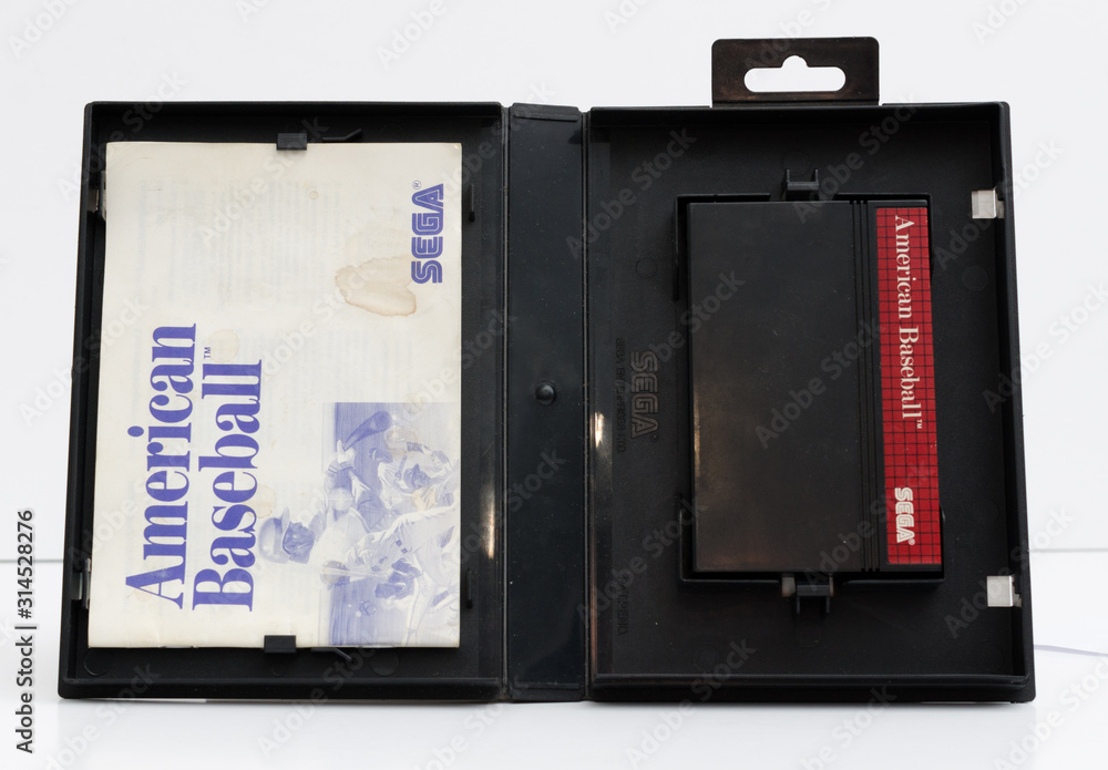 london, england, 05/05/2019 American baseball sega master system video ...