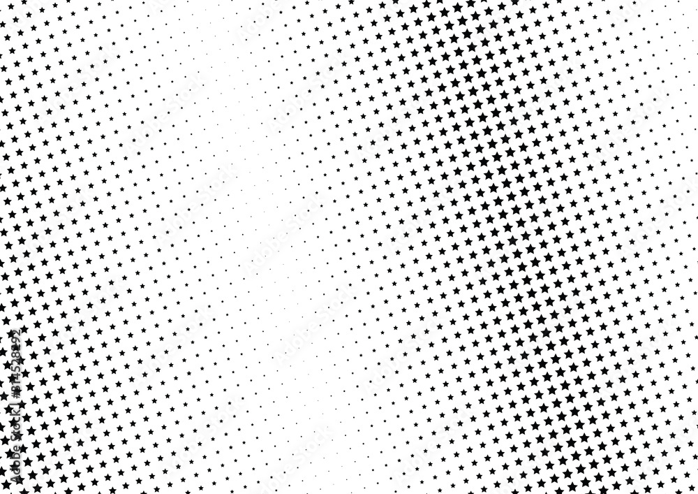 Abstract halftone dotted background. Monochrome futuristic grunge pattern, stars. Vector modern optical pop art texture for posters, site, postcard, cover, labels, vintage sticker, mock-up layout. Abstract halftone dotted background. Monochrome futuristic grunge pattern, stars. Vector modern optical pop art texture for posters, site, postcard, cover, labels, vintage sticker, mock-up layout.
