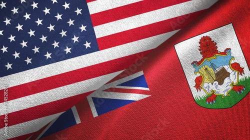 Wallpaper Mural United States and Bermuda two flags textile cloth, fabric texture Torontodigital.ca