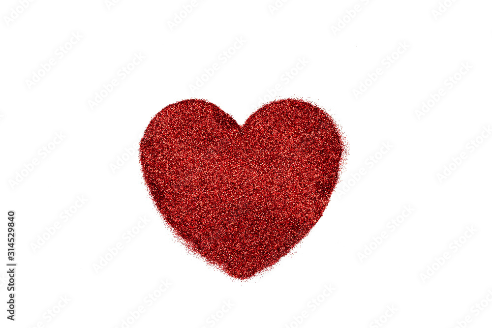 Fototapeta premium Particles heart shaped against white background