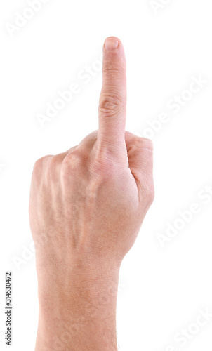 hand with demonstrating finger isolated on white background