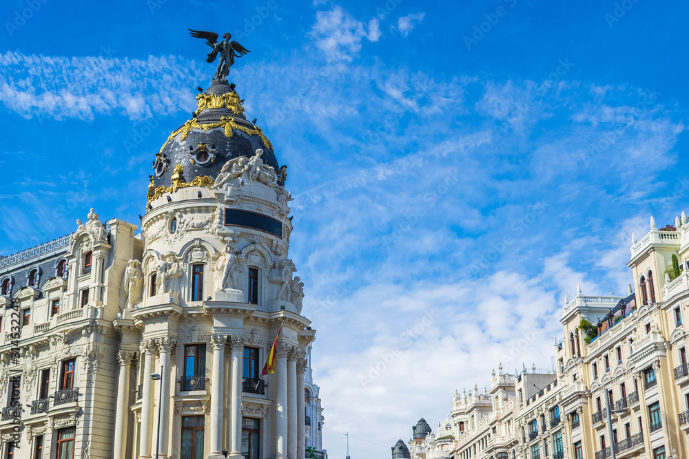 Downtown of Madrid (Gran Via and Metropolis Building), Spain