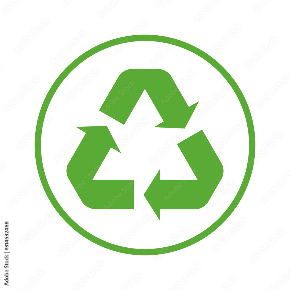 Recycle icon vector. Style is flat symbol. Recycling symbol illustration isolated on the white background Recycle icon vector. Style is flat symbol. Recycling symbol illustration isolated on the white background
