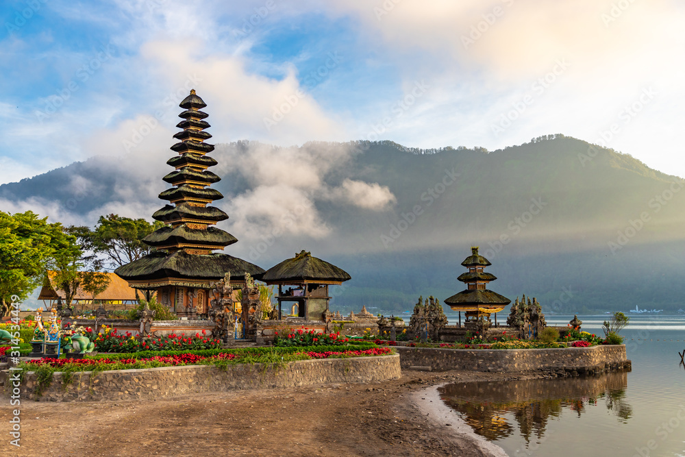 Pura Ulun Danu Bratan at sunrise, famous temple on the lake, Bedugul, Bali, Indonesia. Pura Ulun Danu Bratan at sunrise, famous temple on the lake, Bedugul, Bali, Indonesia.
