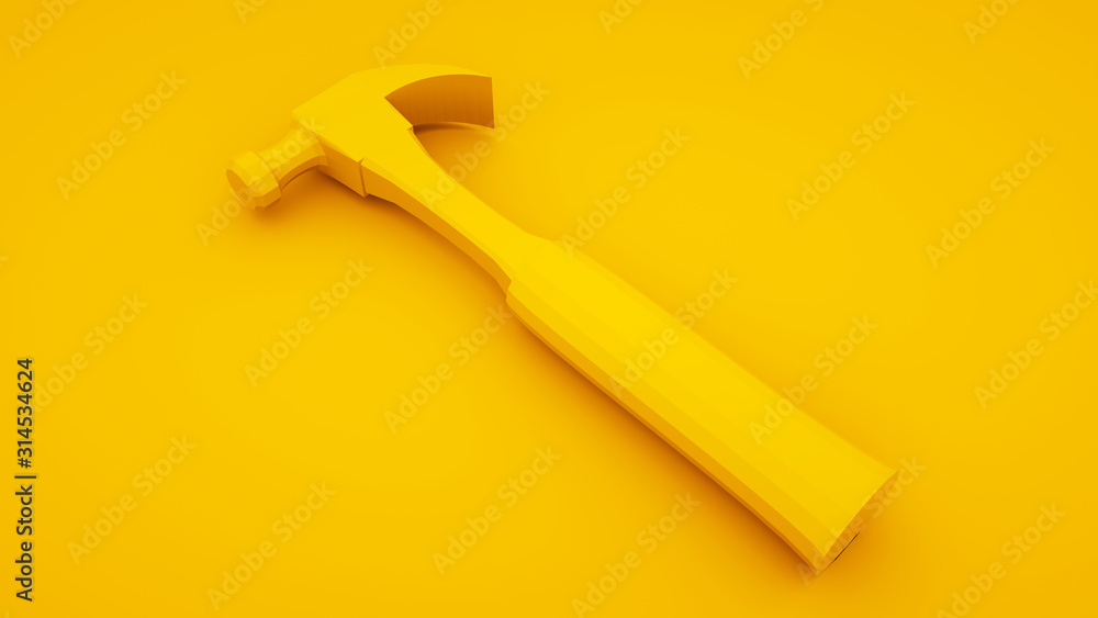 Hammer on yellow background. Build concept. 3d illustration Hammer on yellow background. Build concept. 3d illustration